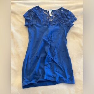 Ambiance Apparel Royal Blue Lace Shirt